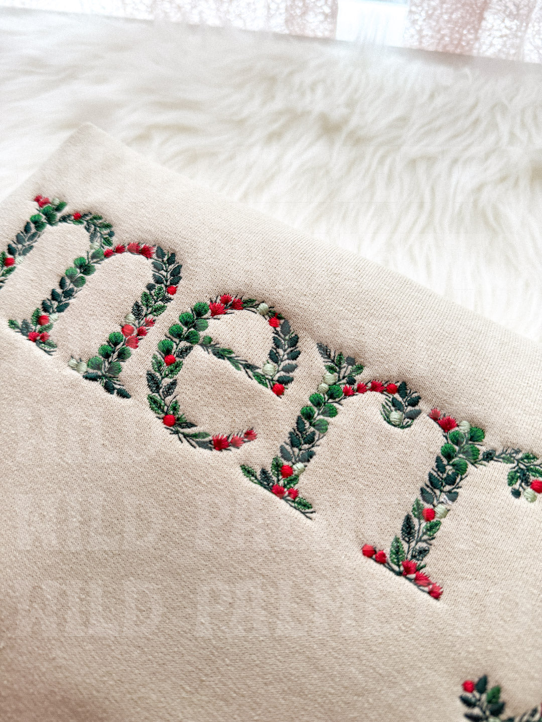 FLORAL MERRY EMBROIDERED SWEATSHIRT