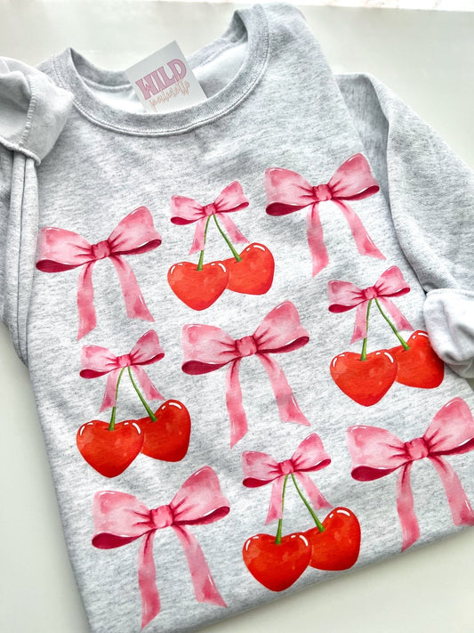 CHERRY BOWS + PINK BOWS SWEATSHIRT