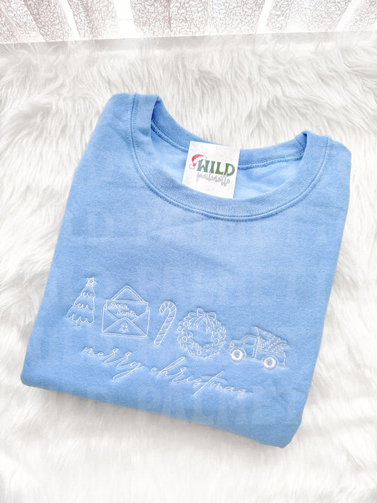 MERRY CHRISTMAS ICONS EMBROIDERED SWEATSHIRT