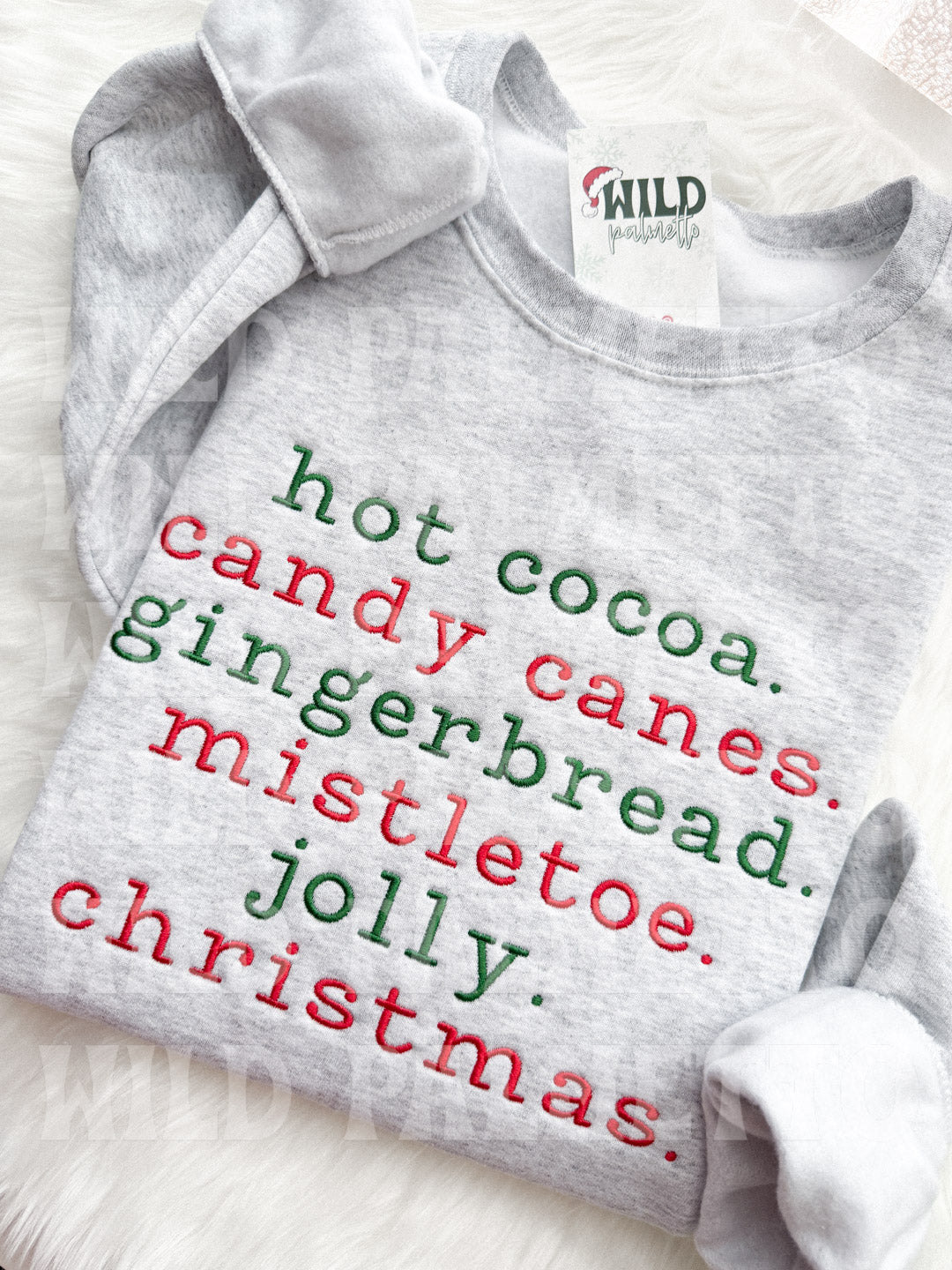 CHRISTMAS PHRASES EMBROIDERED SWEATSHIRT