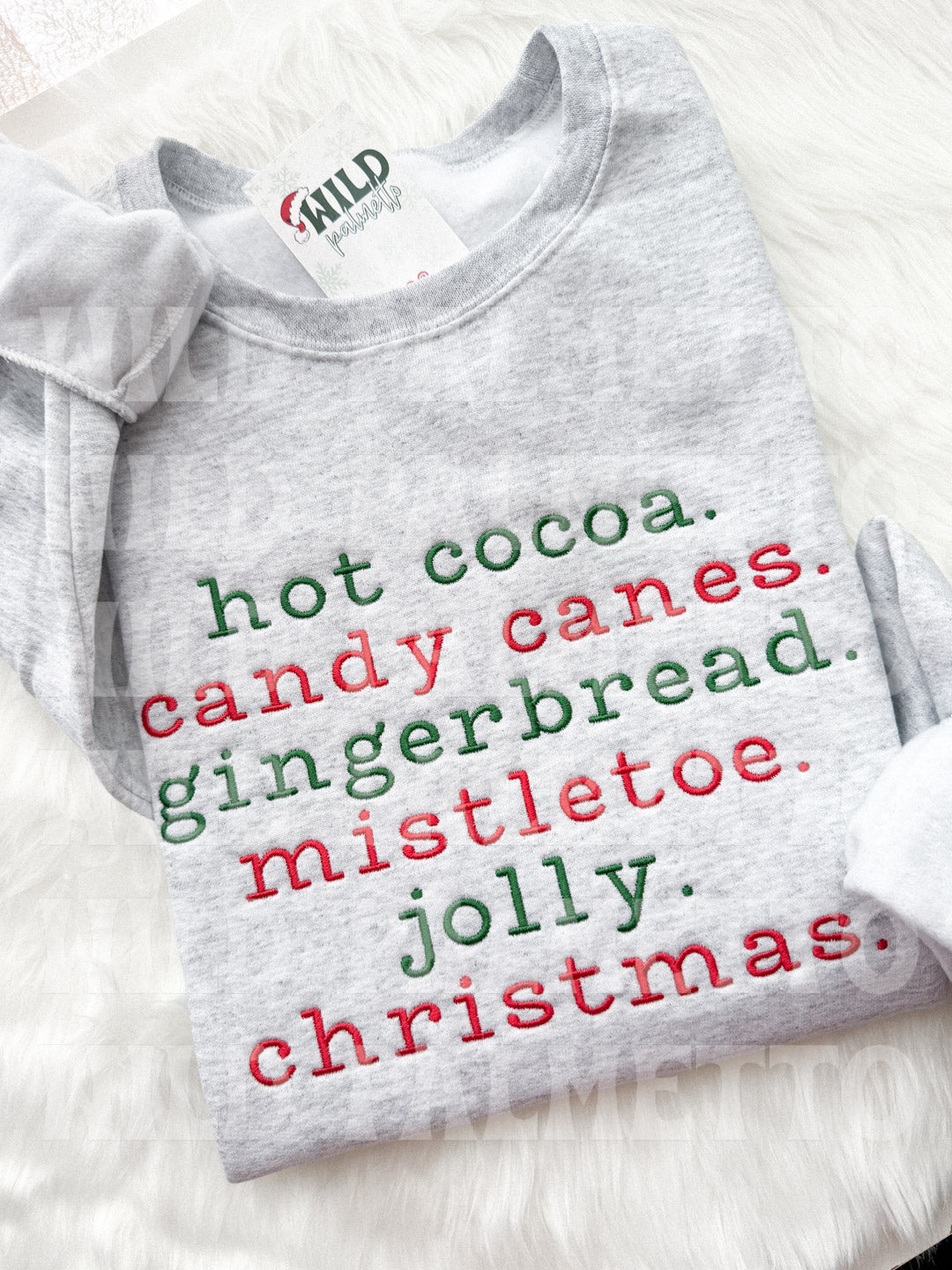 CHRISTMAS PHRASES EMBROIDERED SWEATSHIRT