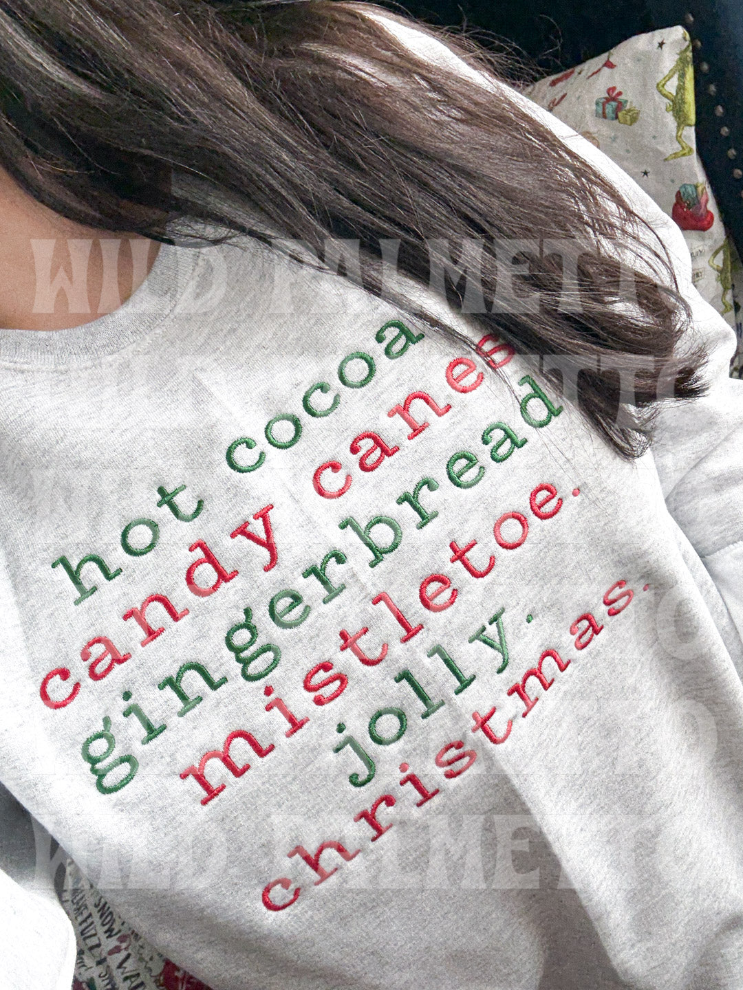 CHRISTMAS PHRASES EMBROIDERED SWEATSHIRT
