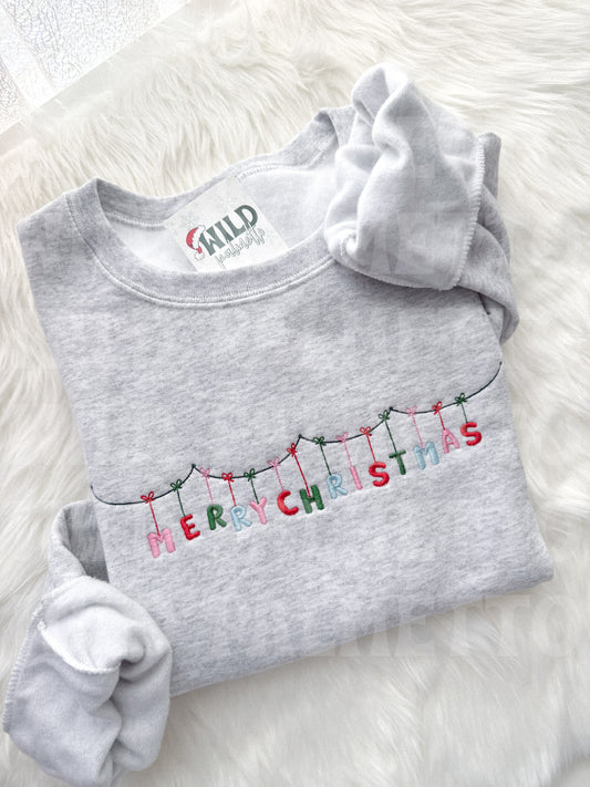 MERRY CHRISTMAS BANNER EMBROIDERED SWEATSHIRT