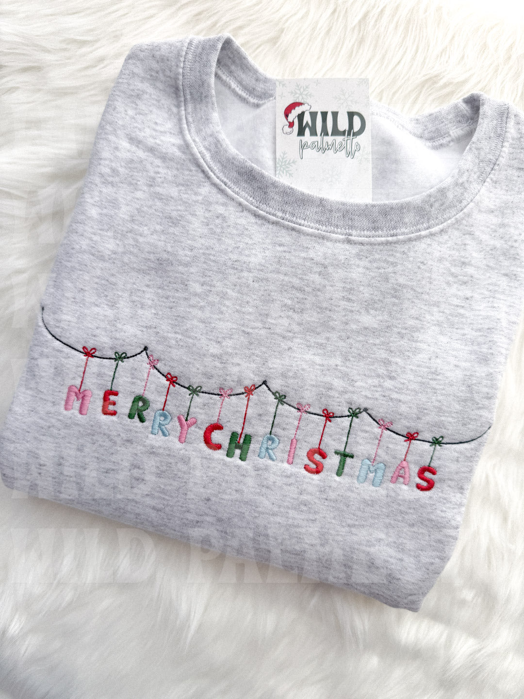 MERRY CHRISTMAS BANNER EMBROIDERED SWEATSHIRT