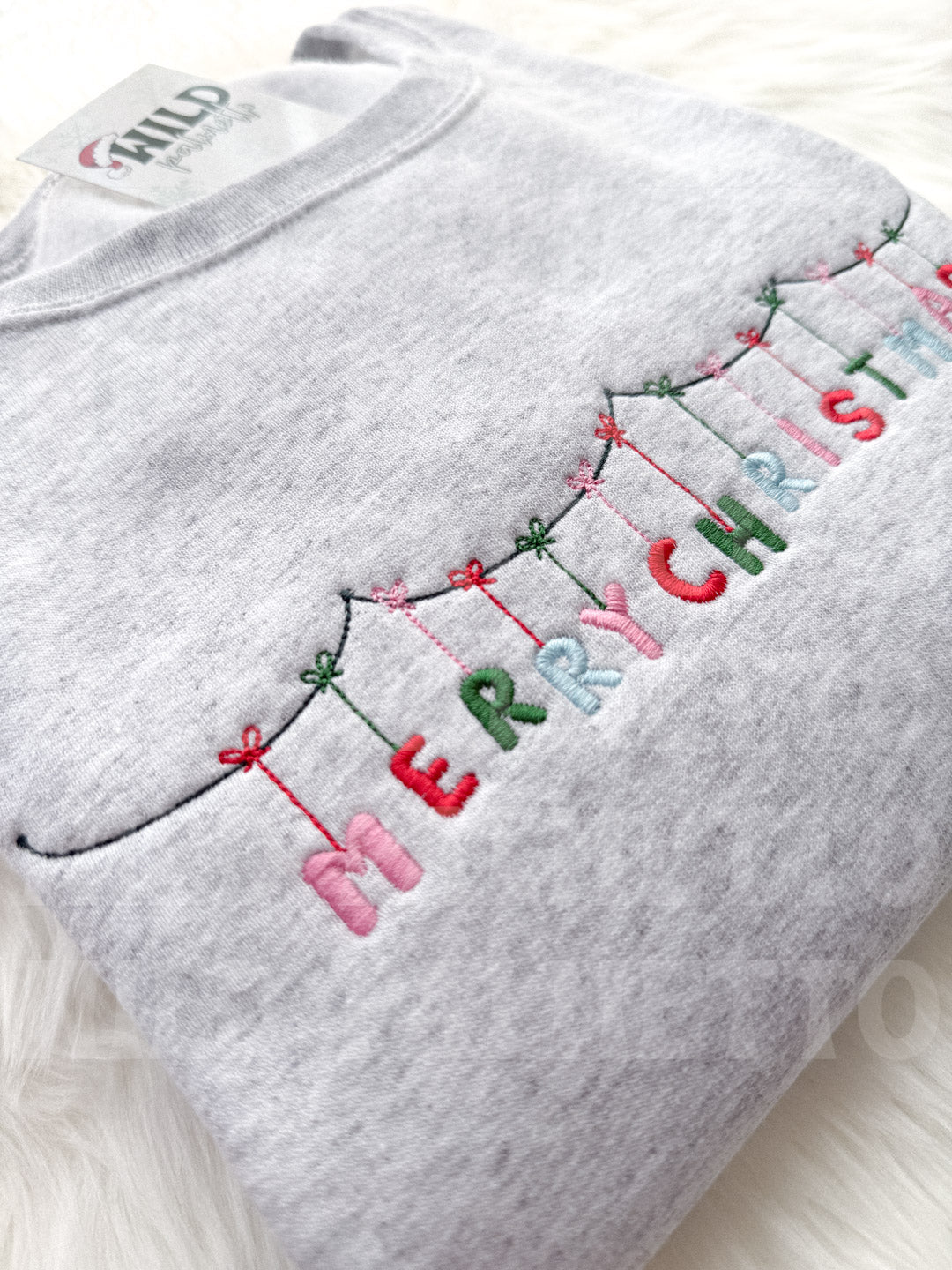 MERRY CHRISTMAS BANNER EMBROIDERED SWEATSHIRT