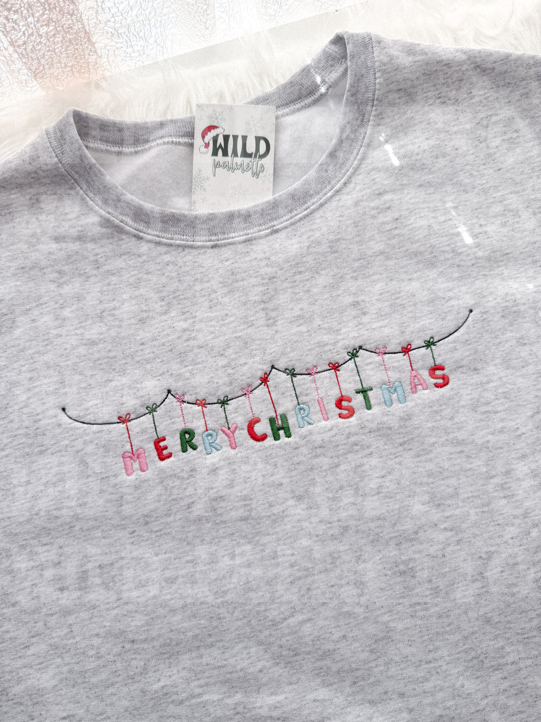 MERRY CHRISTMAS BANNER EMBROIDERED SWEATSHIRT