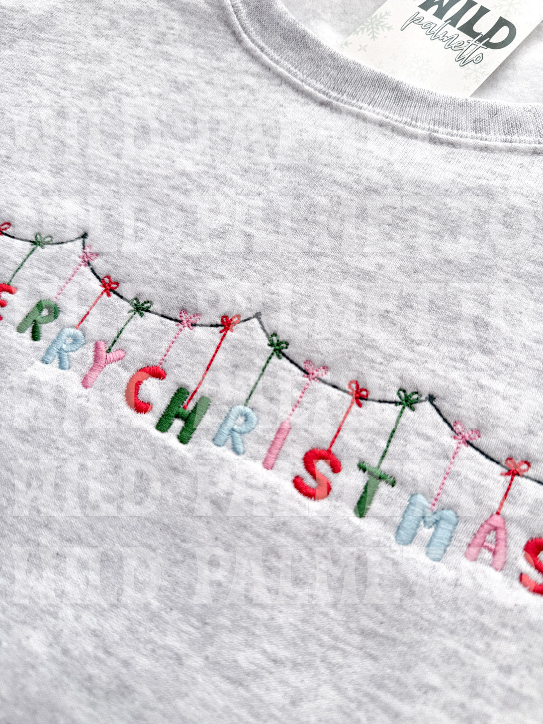 MERRY CHRISTMAS BANNER EMBROIDERED SWEATSHIRT