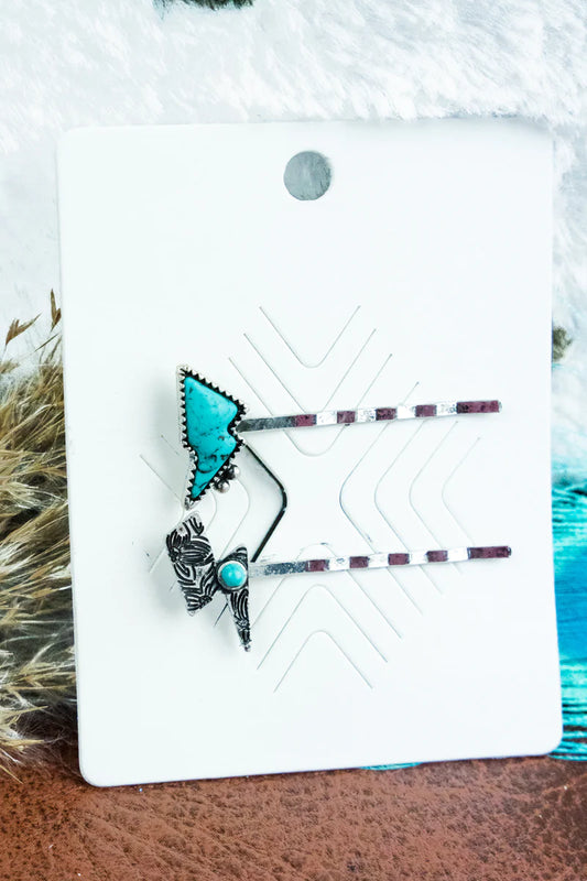 TURQUOISE BOLT HAIR PIN SET