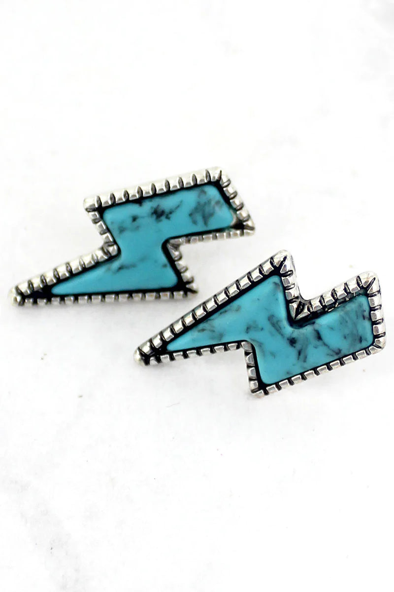 TURQUOISE BOLT STUD EARRINGS